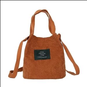 Corduroy Mini Crossbody Bag - Color: Camel